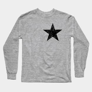 BASIC BLACK STAR DISTRESSED Weathered Effect Long Sleeve T-Shirt